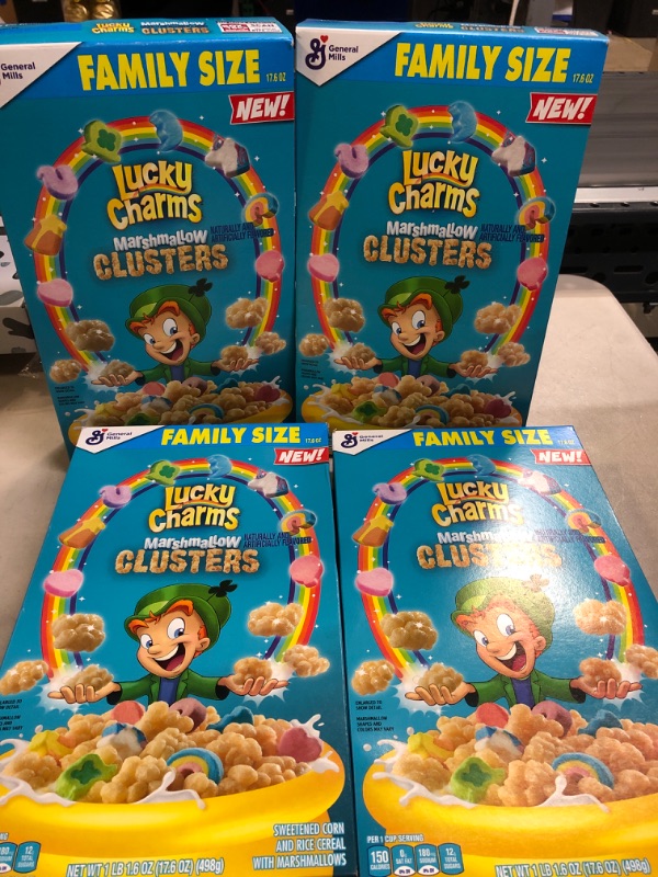 Photo 1 of 4Pack Lucky Charms Marshmallow Clusters Breakfast Cereal, 17.6oz---exp date 12-27-2022