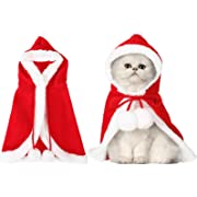 Photo 1 of 2 Pieces Winter Pet Cape New Year Cat Dog Clothes Cat Dog Costume Red Cat Cloak with Hat Soft New Year Red Riding Hood Cloak Thick Funny Pet Dress Up Dog Clothes for Cats Puppies Pets