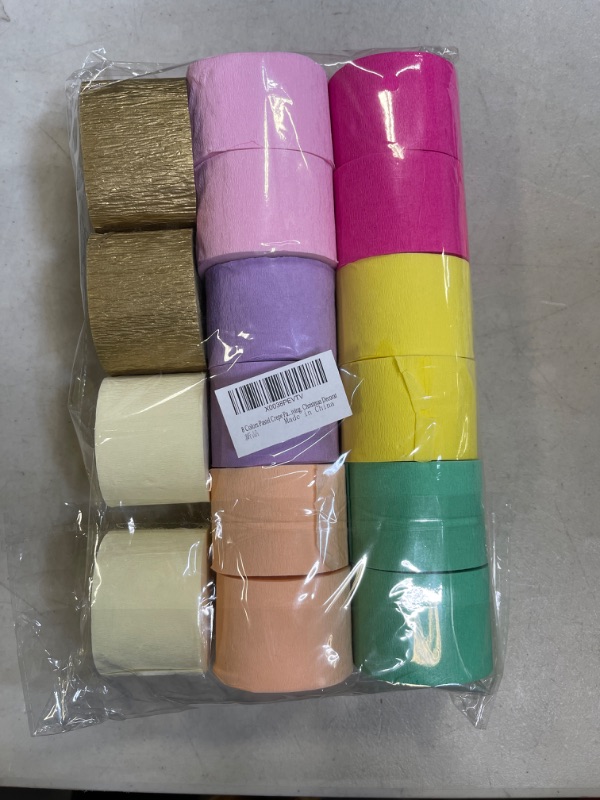 Photo 2 of 16 Rolls Crepe Paper Streamers, 8 Colors Pastel Streamers Party Supplies for Birthday Party Baby Shower Wedding Ceremony Various Large Festivals Decoration 16PCS-Pastel