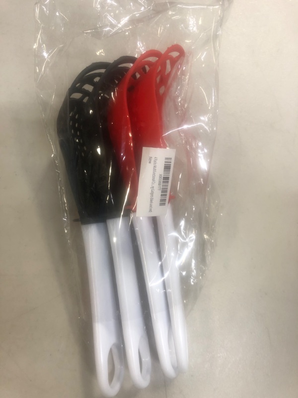 Photo 1 of 4 PCS Multifunctional Cooking Spoon, All Purpose Kitchen Tool Skimmer Scoop Colander Strainer Grater Masher, Food-Grade High Temperature Resistant Cooking Gadgets (2Red+2Black)