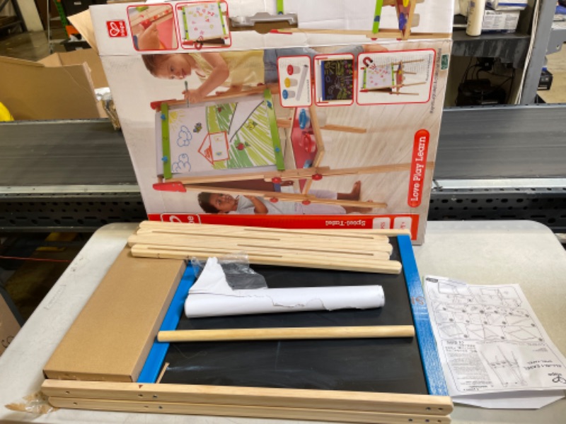 Photo 2 of Award Winning Hape All-in-One Wooden Kid's Art Easel with Paper Roll and Accessories Cream, L: 18.9, W: 15.9, H: 41.8 inch Single