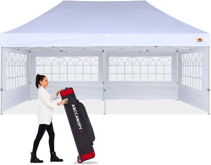 Photo 1 of ABCCANOPY Outdoor Winter Gazebo 10x20, Premium Instant Pop Up Canopy Tent with Elegant Church Window,Snow and Rain Protection, Bonus Wheeled Bag,White
