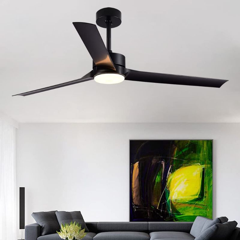 Photo 1 of ANFERSONLIGHT Indoor 3-Blade Ceiling Fan with LED Lights, 60" Fan Light with Remote Control, Reversible Silent DC Motor and Matte Black for Bedroom/ Living Room/ Dining Room Fan Light 60-Inch
