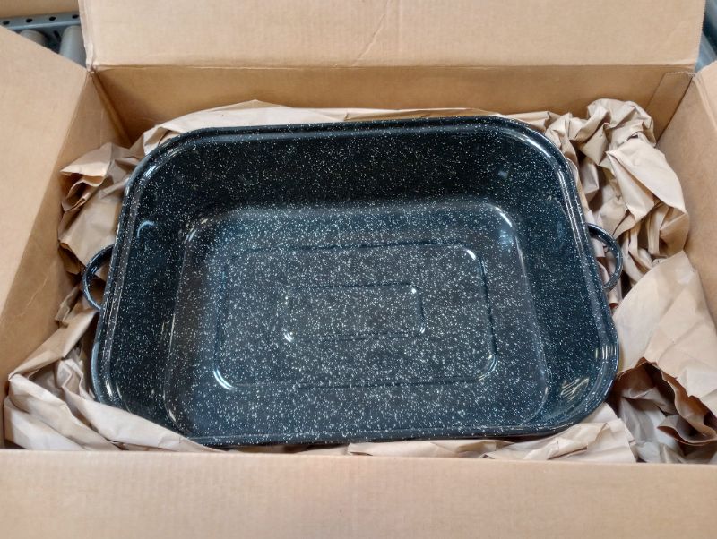 Photo 3 of 1 --- Granite Ware 25 lb. Capacity 19.5 in. Covered Rectangular Roaster, Speckled Black Enamel on Steel --- item is new