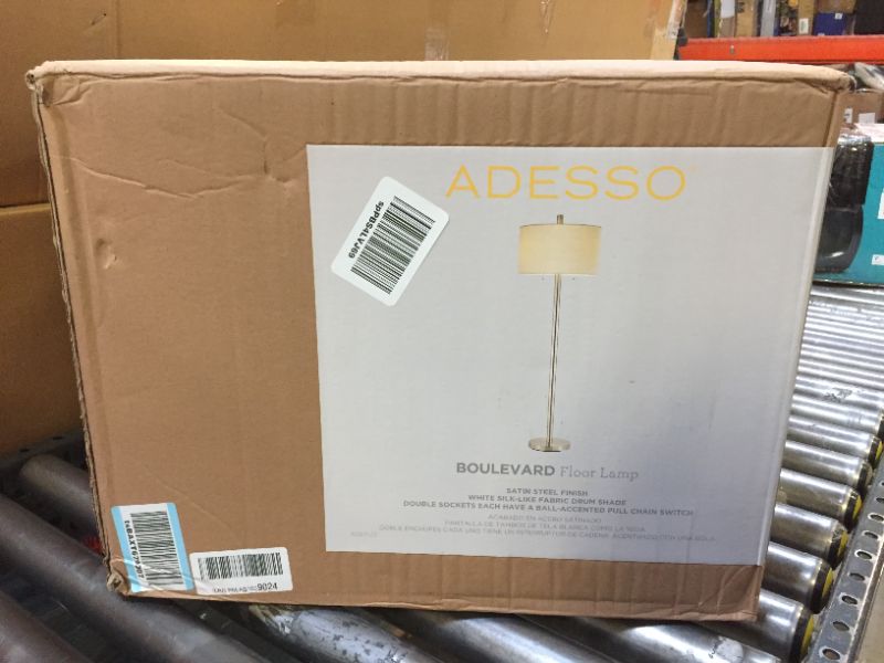 Photo 4 of Adesso 4067-22 Boulevard Floor Lamp, 61 in., 2 x 100 W Incandescent/26W CFL, Brushed Steel Finish, 1 Tall Lamp