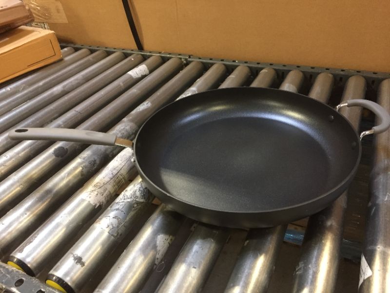 Photo 2 of Amazon Basics Hard Anodized Non-Stick Skillet with Helper Handle - 14-Inch, Grey Gray
