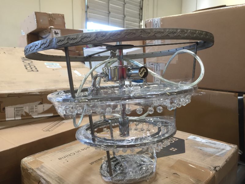 Photo 1 of Saint Mossi Modern Crystal Chandelier with 5 Lights and 3-Tier,Raindrop Chandelier with K9 Crystal,LED Pendant Lighting Fixture for Dining Room,Bedroom,Living Room,H12 X D14 with Adjustable Chain 5-Lights 3-Tier