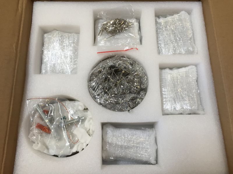 Photo 1 of Saint Mossi Modern Crystal Chandelier with 5 Lights and 3-Tier,Raindrop Chandelier with K9 Crystal,LED Pendant Lighting Fixture for Dining Room,Bedroom,Living Room,H12 X D14 with Adjustable Chain 5-Lights 3-Tier