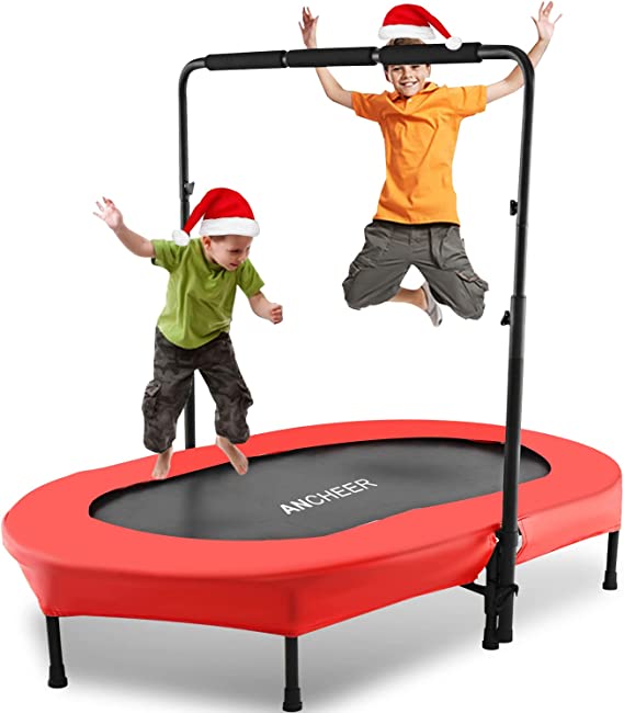 Photo 1 of Ancheer Mini Rebounder Trampoline with Adjustable Handle for Two Kids, Parent-Child Trampoline
