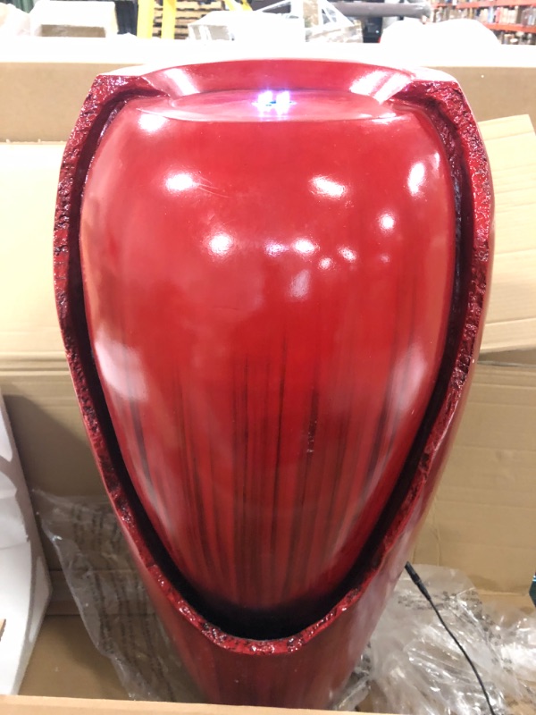 Photo 2 of Alpine Water Jar Fountain with LED Light, Red, 32 inch Tall]
