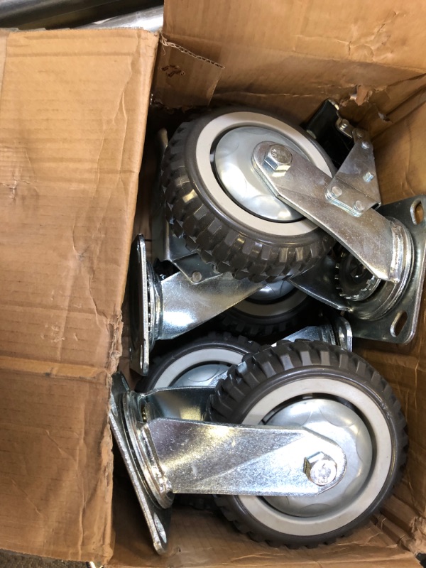 Photo 2 of 6" Heavy Duty Caster Wheels Set of 4 Load 2200lbs Premium Rubber No Noise Casters Wheels Lockable Bearing Plate Caster with Brakes 360 Degree Plate Swivel Castors Wheel for Furniture Workbench Cart 6 inch Rubber Caster Wheels -- scuffs