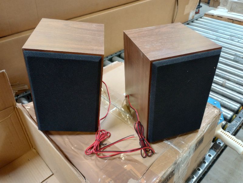 Photo 8 of Record Player Natural Wood with Two Speakers ---- moderate used, scuffs and scratches on item as shown in pictures, turns on