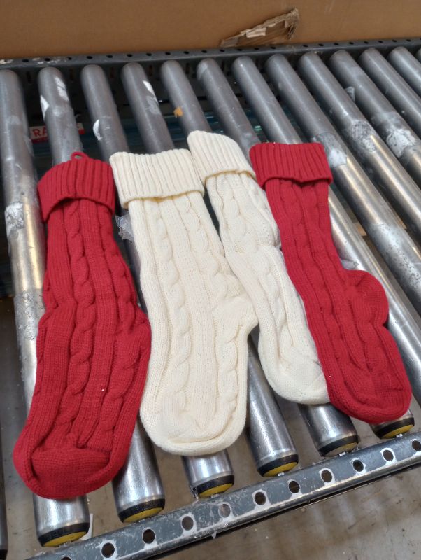 Photo 1 of Christmas Stockings 18" Length Burgundy and Ivory White (4 pack) ----- item is new