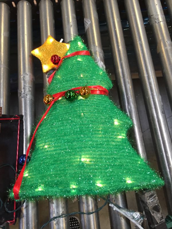 Photo 3 of 33 Inch Wide - Light-Up Tinsel Truck with Holiday Christmas Tree, Pre-Lit with 100 Lights