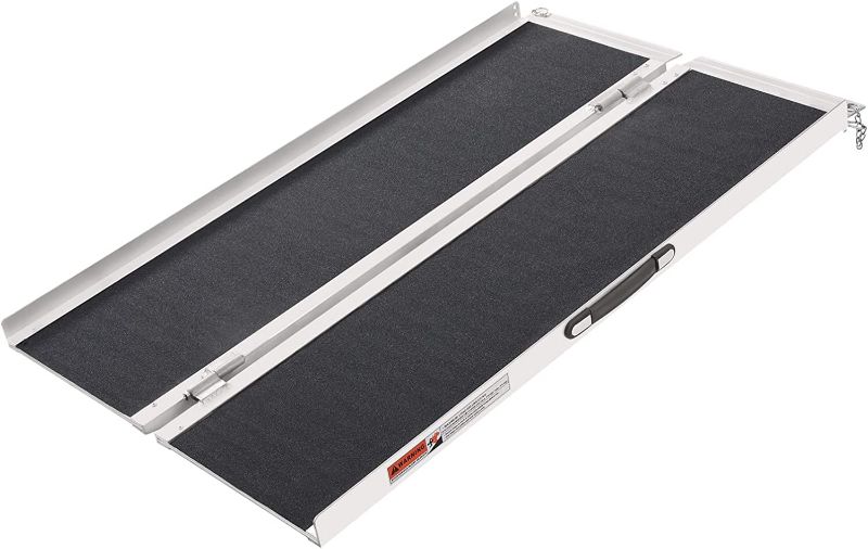 Photo 1 of 4FT Wheelchair Ramp,Non-Slip Portable Aluminum Ramp for Wheelchairs Single Fold 600lbs for Steps Stairs and Thresholds?Stairs, Doorways, Scooter (28.2" W x 47.8" L) (Non-Skid 4FT)
