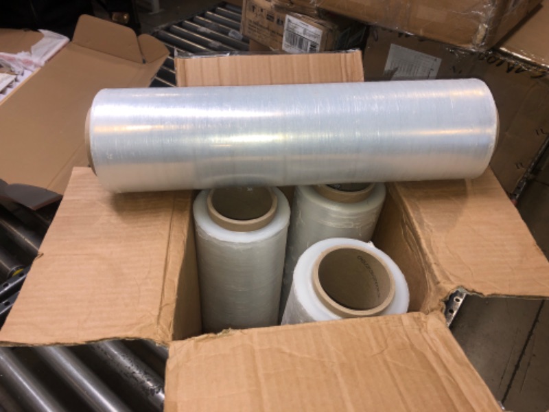 Photo 2 of PackageZoom 4 Rolls 18" x 1500 Ft Stretch Wrap Heavy Duty, Industrial Strength Shrink Wrap, 55 Gauge High Performance Stretch Film Replaces 80 Gauge Low Films, Clear Hand Stretch Wrap 18" wide x 1500 ft x 4 Rolls