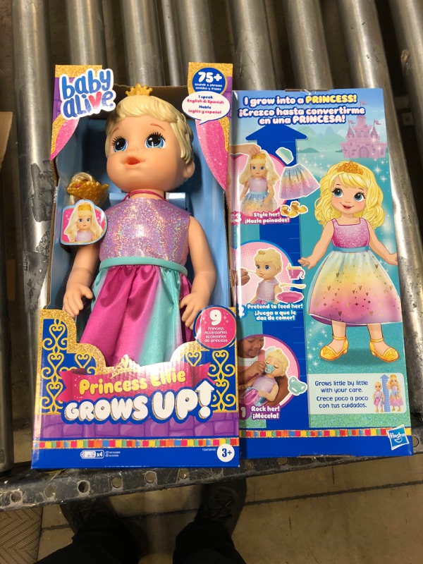 Photo 2 of Baby Alive Princess Ellie Grows Up! Interactive Baby Doll with Accessories, Talking Baby Dolls, Toys for 3 Year Old Girls and Boys and Up, Blonde Hair, 18-Inch