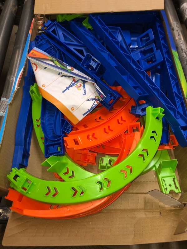 Photo 3 of ?Hot Wheels Track Set and 1:64 Scale Toy Car, 29" Tall Track with Motorized Booster for Fast Racing, Action Spiral Speed Crash Playset???? SHIPS IN OWN CONTAINER