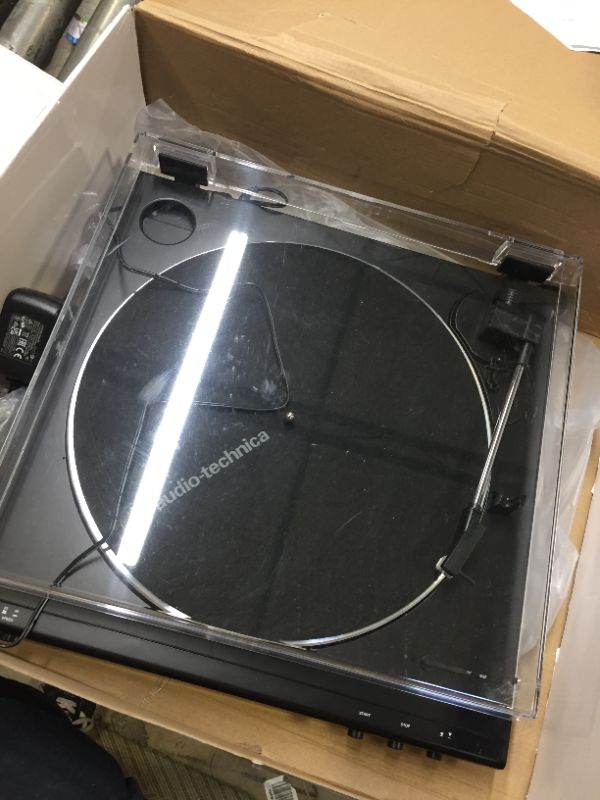 Photo 3 of Audio-Technica AT-LP60X-BK Fully Automatic Belt-Drive Stereo Turntable, Black, Hi-Fi, 2 Speed, Dust Cover, Anti-Resonance, Die-Cast Aluminum Platter --- DOES NOT POWER ON // SELL FOR PARTS 