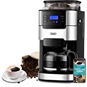 Photo 1 of 10-Cup Drip Coffee Maker, Grind and Brew Automatic Coffee Machine with Built-In Burr Coffee Grinder, Programmable Timer Mode and Keep Warm Plate, 1.5L Large Capacity Water Tank,900W, Black (Aluminum, 10 Cup)
