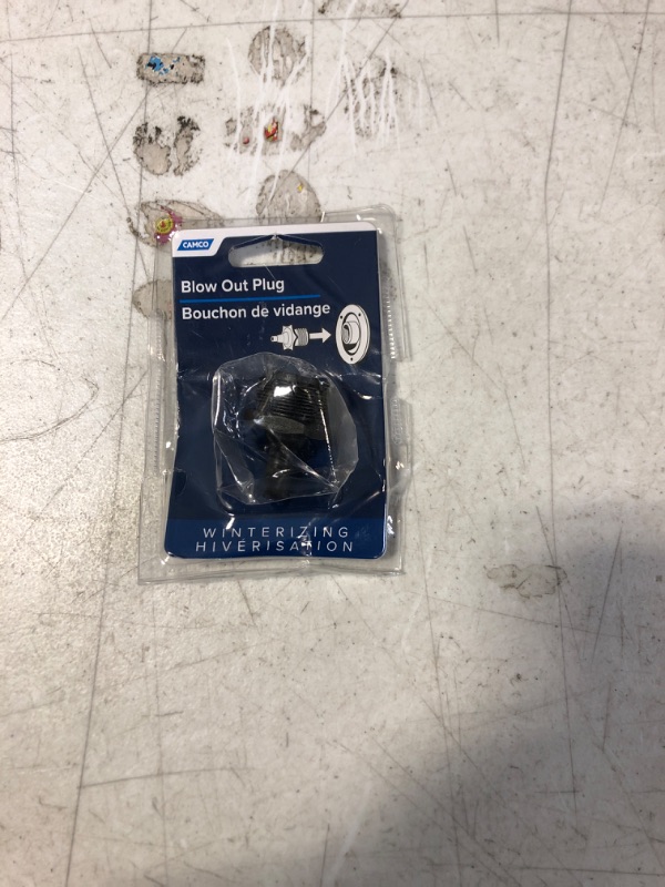 Photo 2 of Camco 36133 Black RV Plastic Blow Out Plug with Schrader Valve Plastic with Schrader Valve