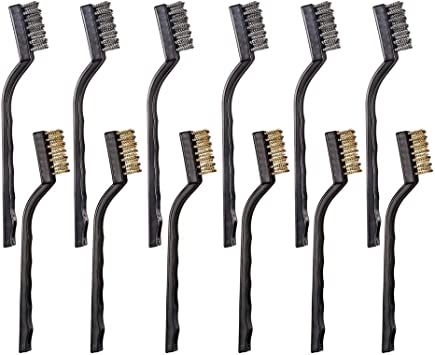 Photo 1 of 18 PCS Wire Brushes, Stainless Steel & Brass Brush Set, Curved Handle Scratch Brush for Automotive, Cleaning Welding Slag and Rust