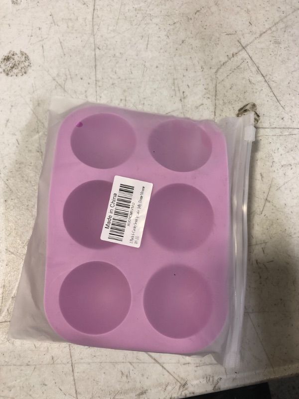 Photo 1 of 2 Pack 6-Cavity Semi Sphere Silicone Mold, Baking Mold for Making Hot Chocolate Bomb, Cake, Jelly, Dome Mousse Purple