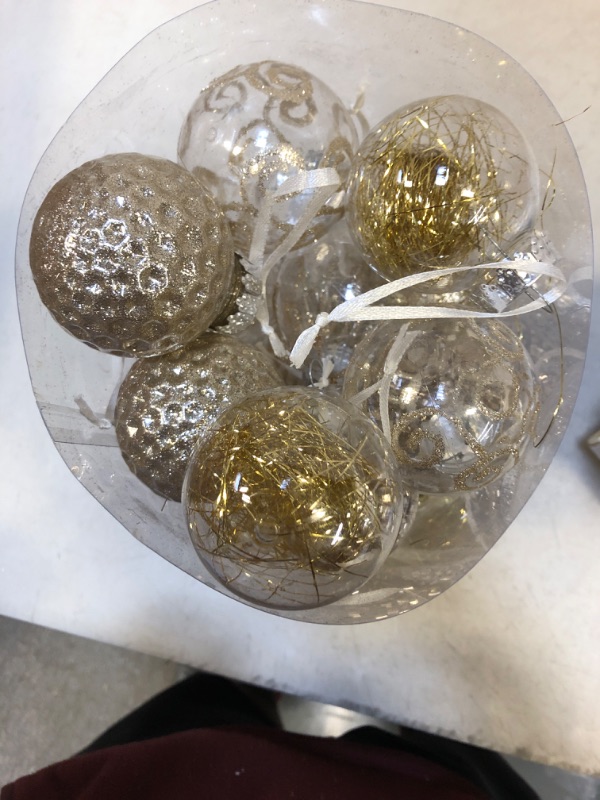 Photo 3 of 30ct Christmas Ball Ornaments-60mm/2.36" Shatterproof Clear Plastic Xmas Balls Baubles Set with Stuffed Delicate Sparkling, Hanging Christmas Tree Decorations (Gold)  -- PACKAGING SLIGHTLY DAMAGED --
