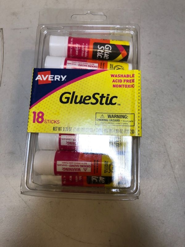 Photo 2 of Avery Glue Stick White for Arts and Crafts, Washable, Nontoxic, 0.26 oz. Permanent Glue Stic, 18pk (98001)
