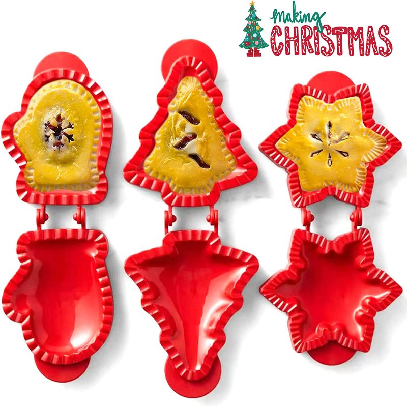 Photo 2 of 3Pcs Christmas Dough Presser Pocket Pie Molds, Christmas Party Potluck Hand Pie Molds, Hand Pie Molds, Snowflake, Christmas Tree And Mitt Shapes  -- FACTORY SEALED --