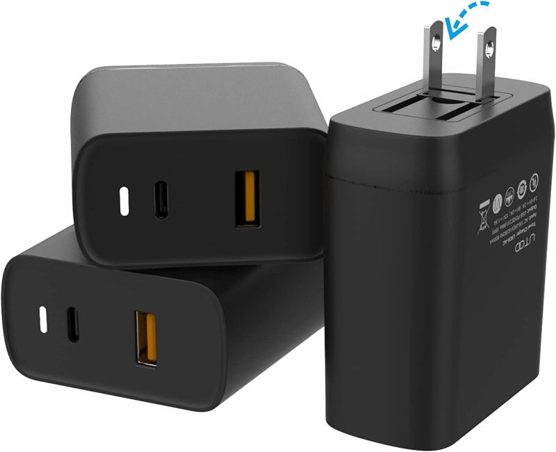 Photo 1 of 3-Pack USB C Charger, UTOO Dual Port Wall Plug-in USB Charger 18W PD & QC3.0 USB A Fast Charging Block
