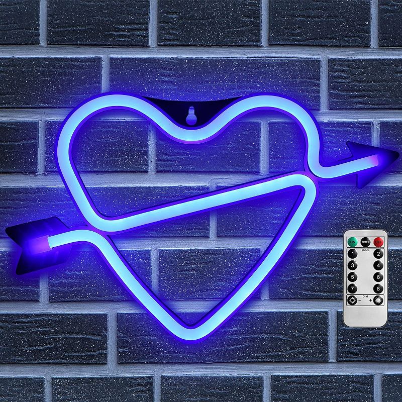 Photo 1 of Neon Numbers Letters Signs LED Light up Symbol Lights with Wireless Remote Control Switch Night Lamp for Wall Decor Christmas, Bedroom, Kids Room, Birthday Party Home Decorations (Heart, Blue)
