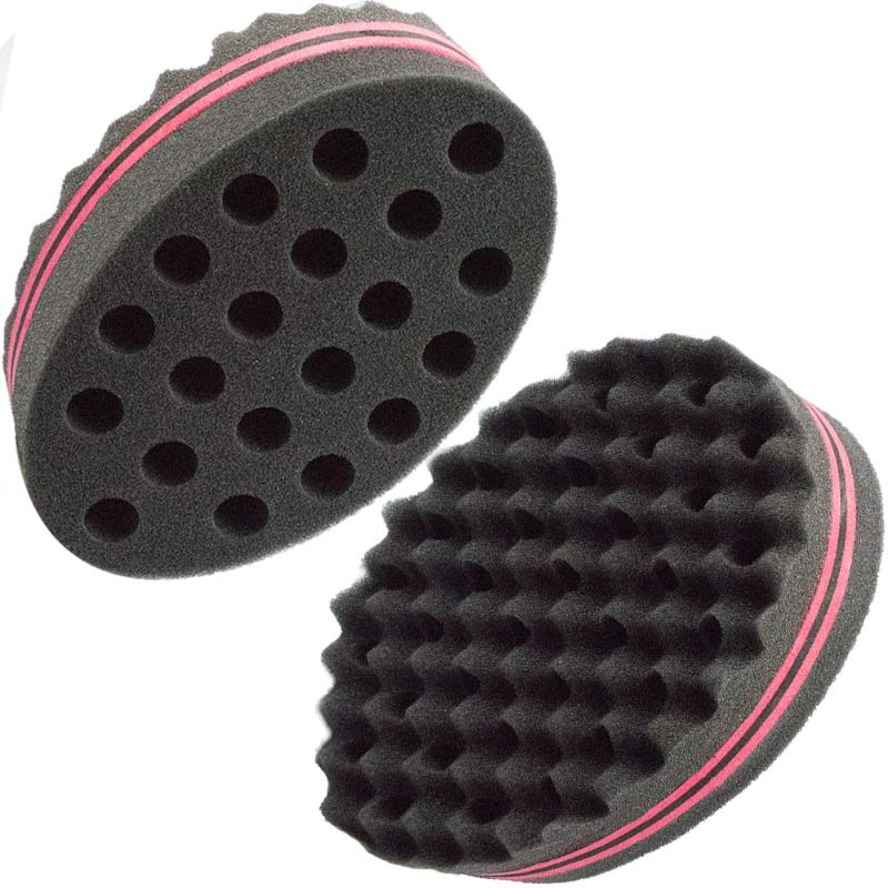 Photo 1 of Hair Magic Twist Sponge Two Sides Dread Afro Coil Barber Sponge for Curl Curling Sponge Brush Men and Women Foam Hair Wave Sponge Big and Small Holes for Boy Girl Long Short Hair 2 Pcs
