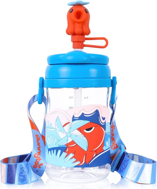 Photo 1 of Bunnytoo Baby Sippy Cup with Straw & Spout,Transition Bottle for 1 Year Old,Spill Proof Toddlers Cup with Shoulder Strap & Dust cover,Appropriate for Infant Older 2 Years Old(13 Ounce, Blue)
