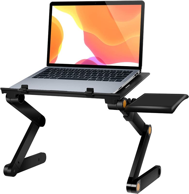 Photo 1 of Uten Laptop Stand, Adjustable Computer Stand for Laptop with Mouse Pad, Ergonomic Laptop Stand for Desk Compatible with MacBook Pro Stand, Dell/HP Stand 10-15.6", Foldable Laptop Holder with 2 Vent  -- MINOR PAINT CHIP --