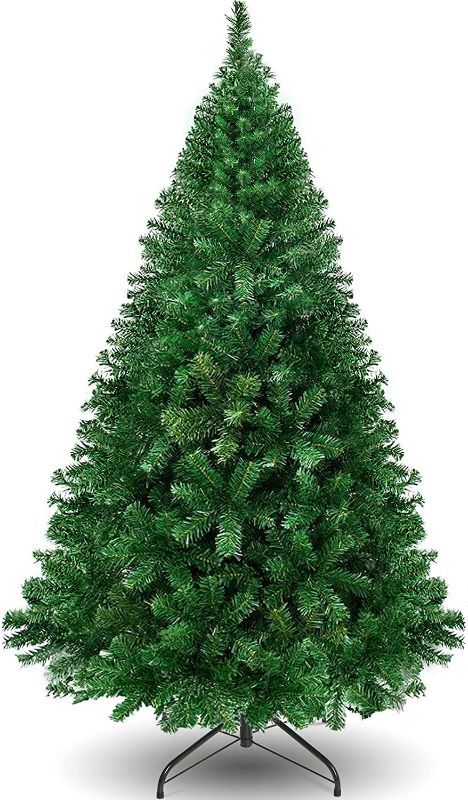 Photo 1 of 6 ft Premium Spruce Artificial Christmas Tree with 918 Branch Tips, Artificial Full Xmas Tree with Foldable Metal Stand, Easy Setup Hinged Artificial Tree for Holiday, Party, Home Decoration, Green  -- FACTORY SEALED --
