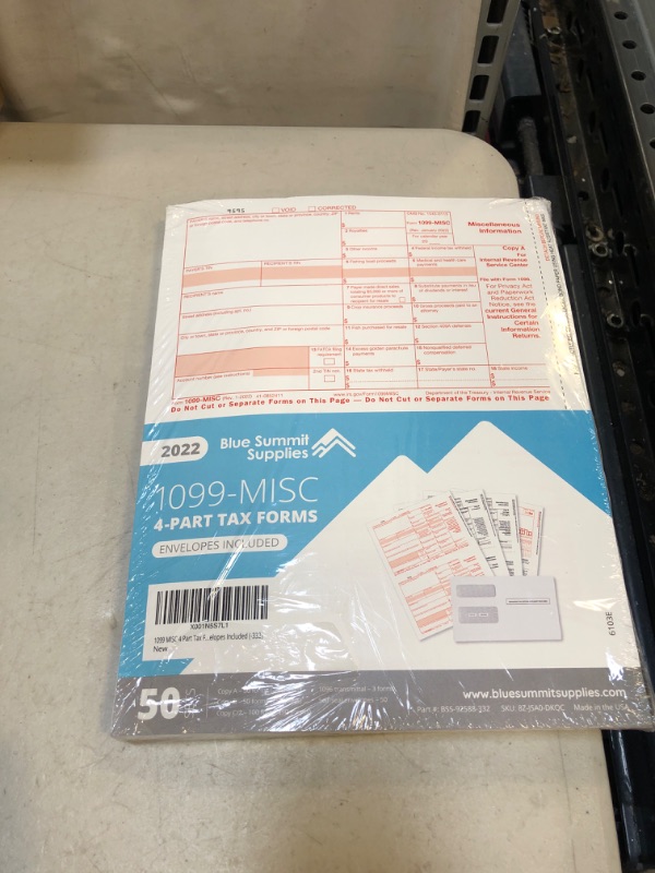 Photo 2 of 
1099 MISC Forms 2022, 4 Part Tax Forms Kit, 50 Vendor Kit of Laser Forms, Compatible with QuickBooks and Accounting Software, 50 Self Seal Envelopes Included
