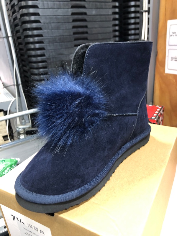 Photo 2 of Coutgo Womens Classics Winter Snow Boots Faux Fur Lined Pom-Pom Slip on Warm Ankle Boots 7.5