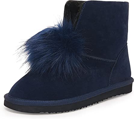 Photo 1 of Coutgo Womens Classics Winter Snow Boots Faux Fur Lined Pom-Pom Slip on Warm Ankle Boots 7.5