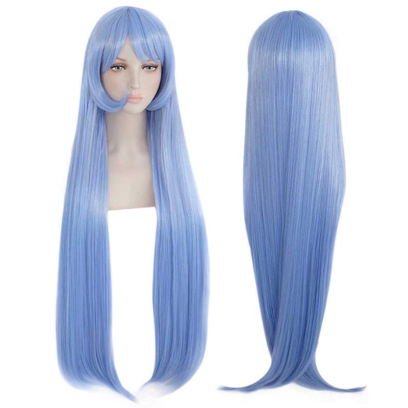 Photo 1 of ANOGOL Wig+Blue Long Wigs Long Straight Cosplay Costume Wig Blue Synthetic Wigs For Women Girls Men Boys Dress Up Wig For Anime Movie Costume Party Wig For Halloween Wig For Christmas Wig