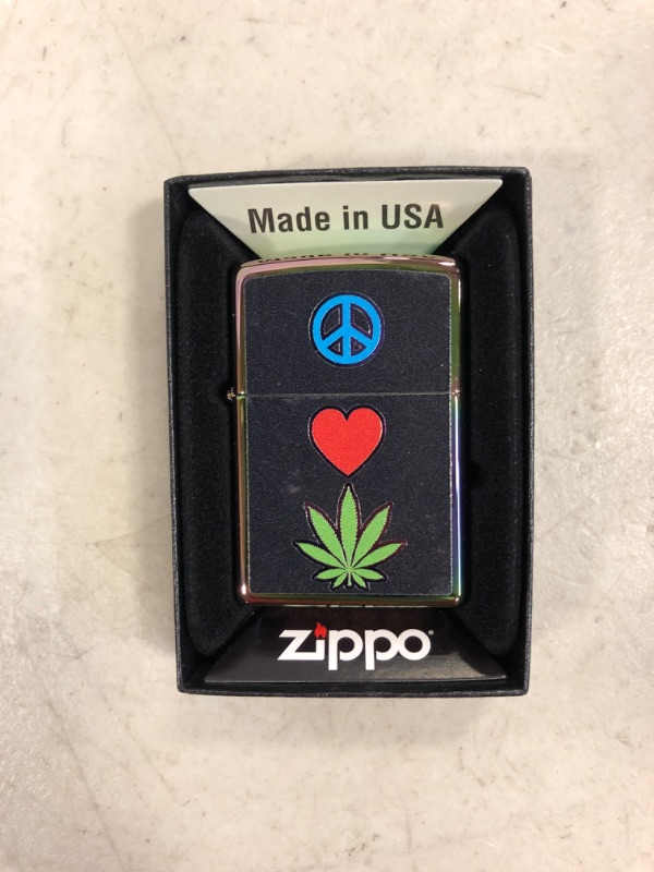 Photo 1 of Zippo custom Lighter  Peace, love , leaf  Design 