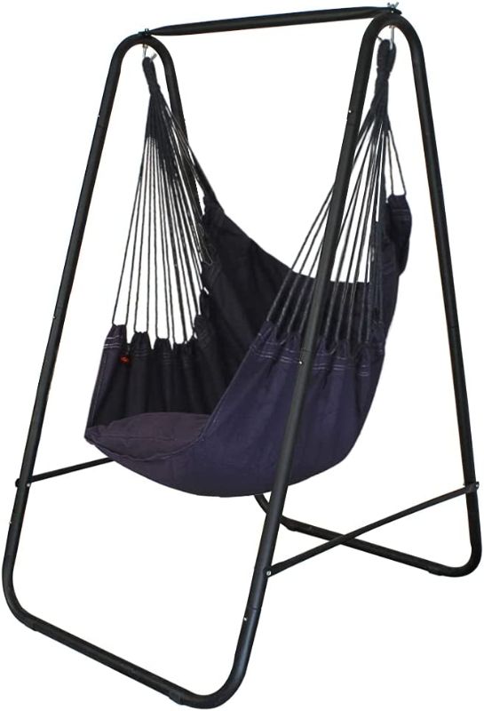 Photo 1 of YUCAN Hammock Chair Stand with Hanging Swing Chair Included,Weather Resistant and Saving Space Stand Max 450 Lbs, Quality Cotton Weave Wrap Whole Body,Suitable for Indoor, Outdoor,Patio Yard Grey
USE STOCK PHOTO AS REFERENCE
