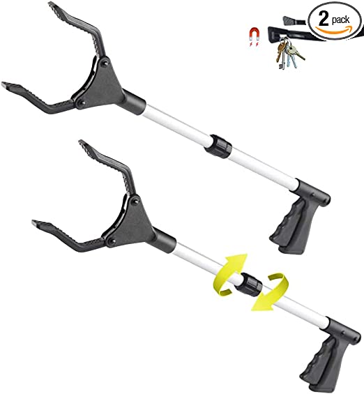 Photo 1 of 44" Grabber Reacher, [ 2 Pack ] Long Trash Picker with 30" to 44" Mobility Aid Arm/Lightweight/Rotating Gripper/Litter Pick Up/Arm Extension Reacher for Garden Nabber Wheelchair and Disabled
