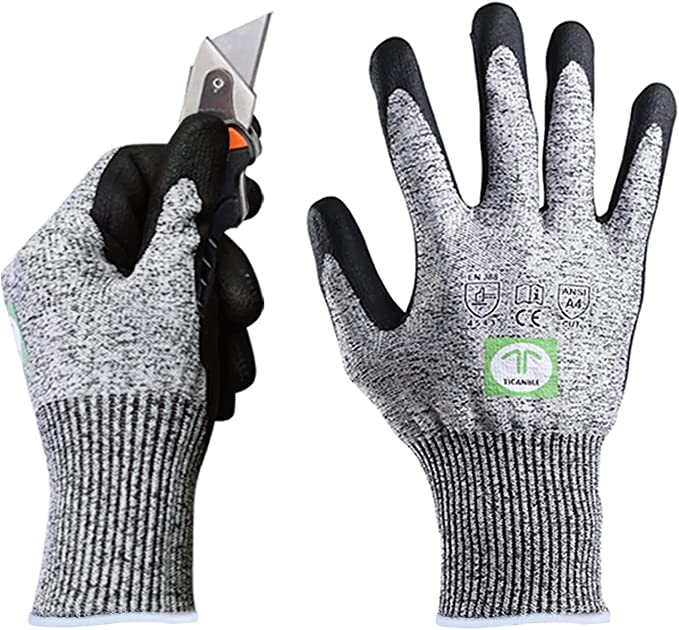 Photo 1 of 3 Pair Level 5 Cut Resistant Gloves, Nitrile-Coated Safety Work Gloves with Smart Touch, 3D Comfort Stretch Fit, Power Grip SIZE L
