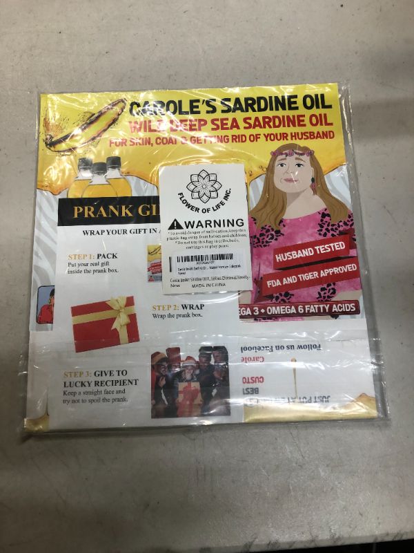 Photo 2 of Carole Baskin Sardine Oil Funny Prank Gift Box - Tiger King Joe Exotic Hilarious Christmas Novelty - Matted Premium Collectible