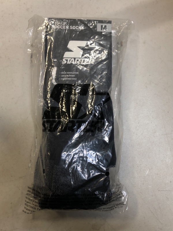 Photo 2 of 2 Pair Starter Unisex Adult/Youth Soccer Socks, Black/White Strips, Medium NWT
