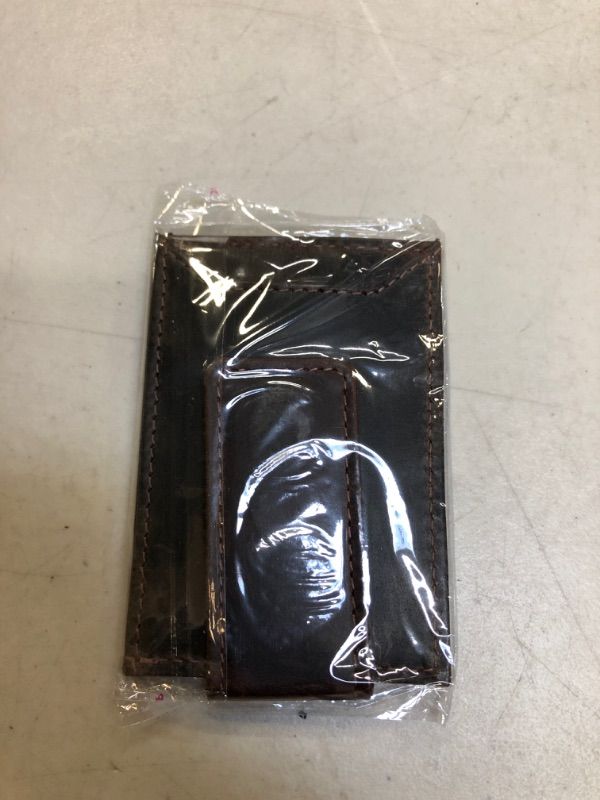 Photo 1 of Aaron Leather Goods Front Pocket Wallet, Leather RFID Blocking Strong Magnet thin Wallet Money Clip Brown Black (Brown)