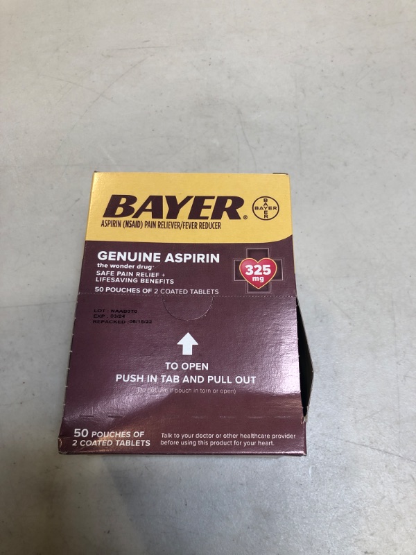 View 2 of Bayer BXBG50 Aspirin Tablets, Two-Pack, 50 Packs/Box