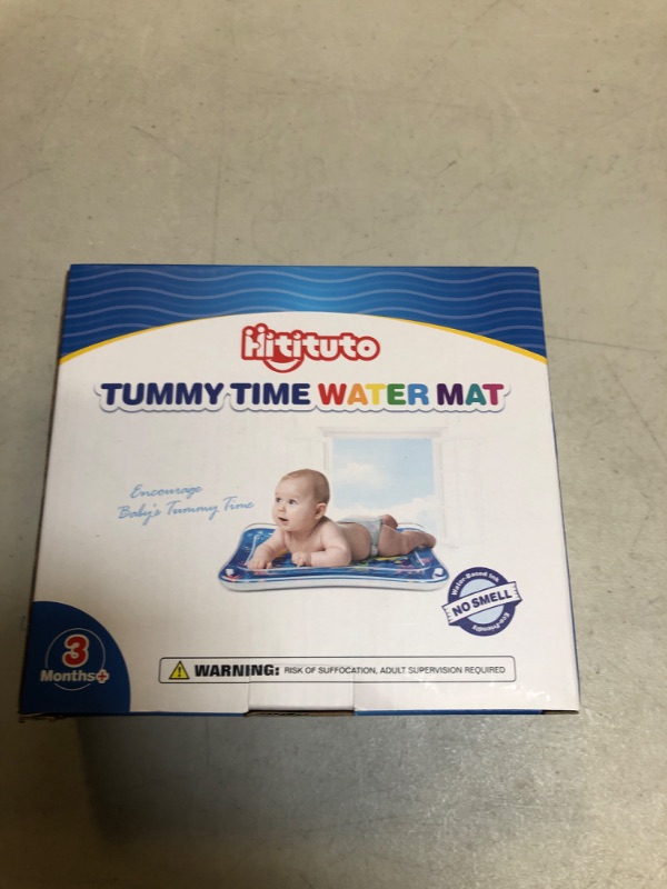Photo 1 of Hitituto Inflatable Tummy Time Mat Premium Baby Water Play Mat Fun Activity Center for Baby's Stimulation Growth and Sensory Development Ideal Infants Toddlers Boys Girls Toys for 3 6 9 12 24 Months. Blue