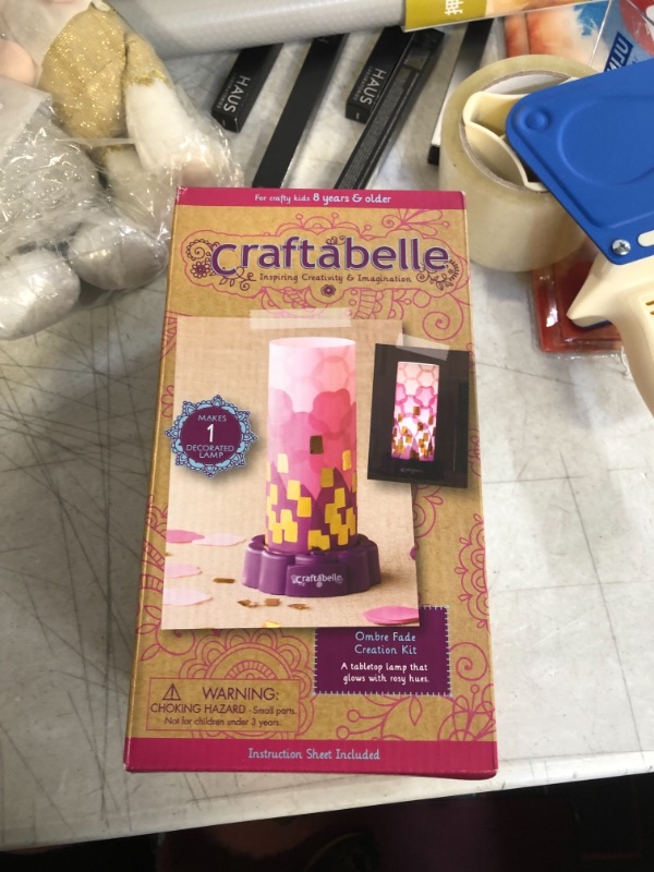 Photo 2 of Craftabelle – Ombre Fade Creation Kit – Lampshade Decorating Kit – 323pc LED Lamp Set with Fabric & Accessories – DIY Arts & Crafts for Kids Aged 8 Years +